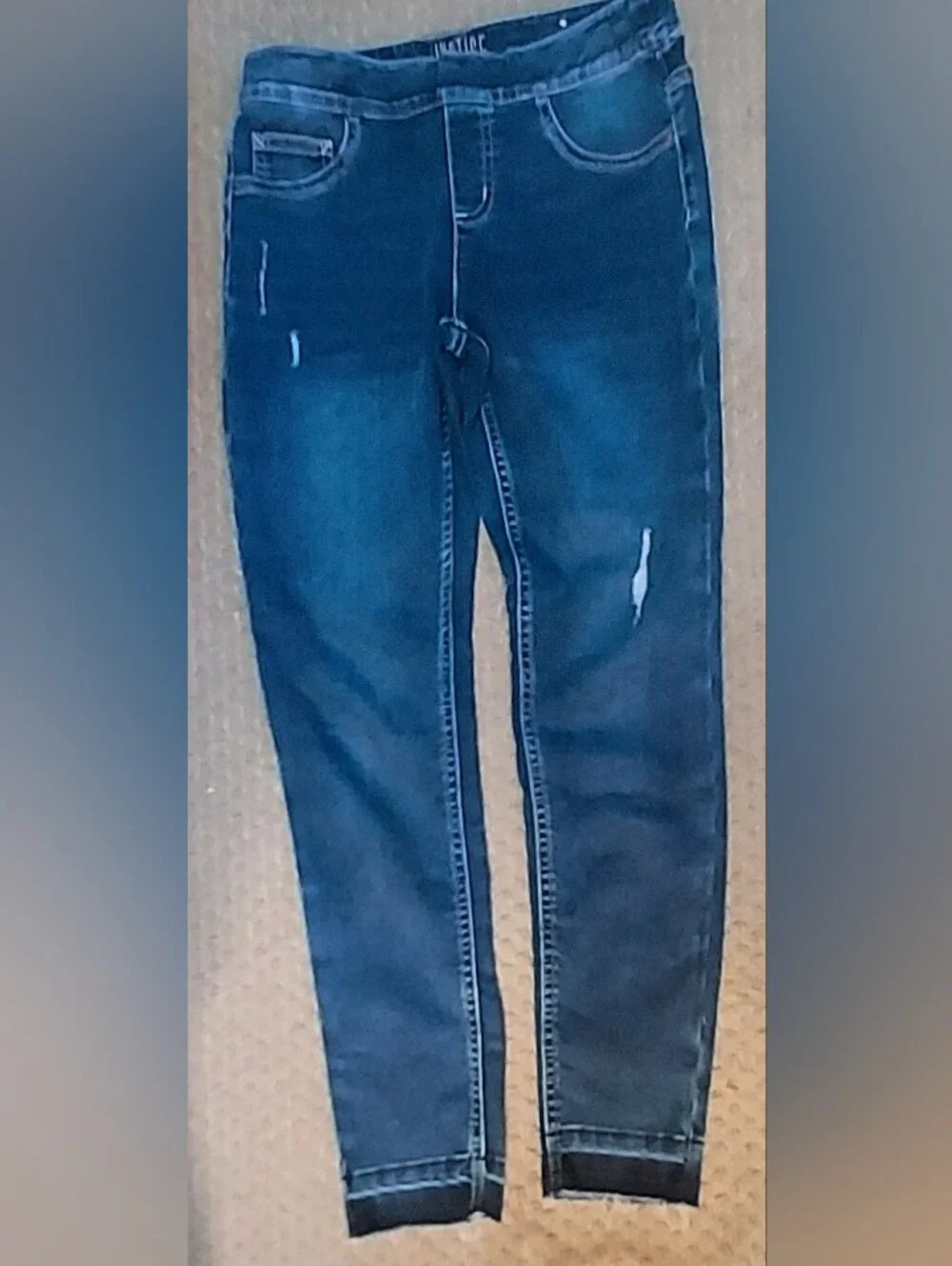 Justice Girl Mid Rise Jegging Jeans Distressed Size 14 Blue Raw Hems